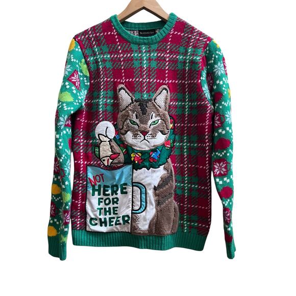 Blizzard Bay Holiday Not Here For The Cheer Cat Ugly Sweater Christmas Medium - Picture 2 of 12